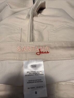Santana Canada Women’s Ankle & Cropped Jeans in Cream with Pink Logo